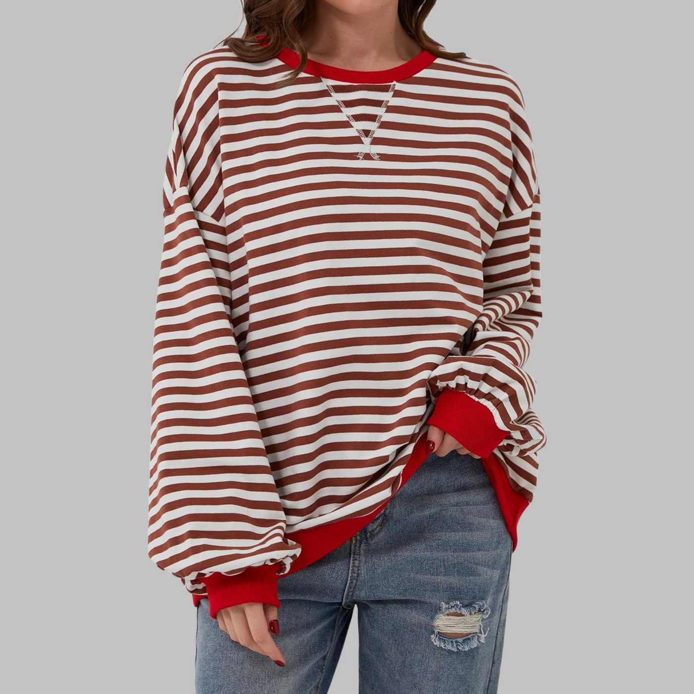 Luna™ | Sudadera casual de manga larga con rayas
