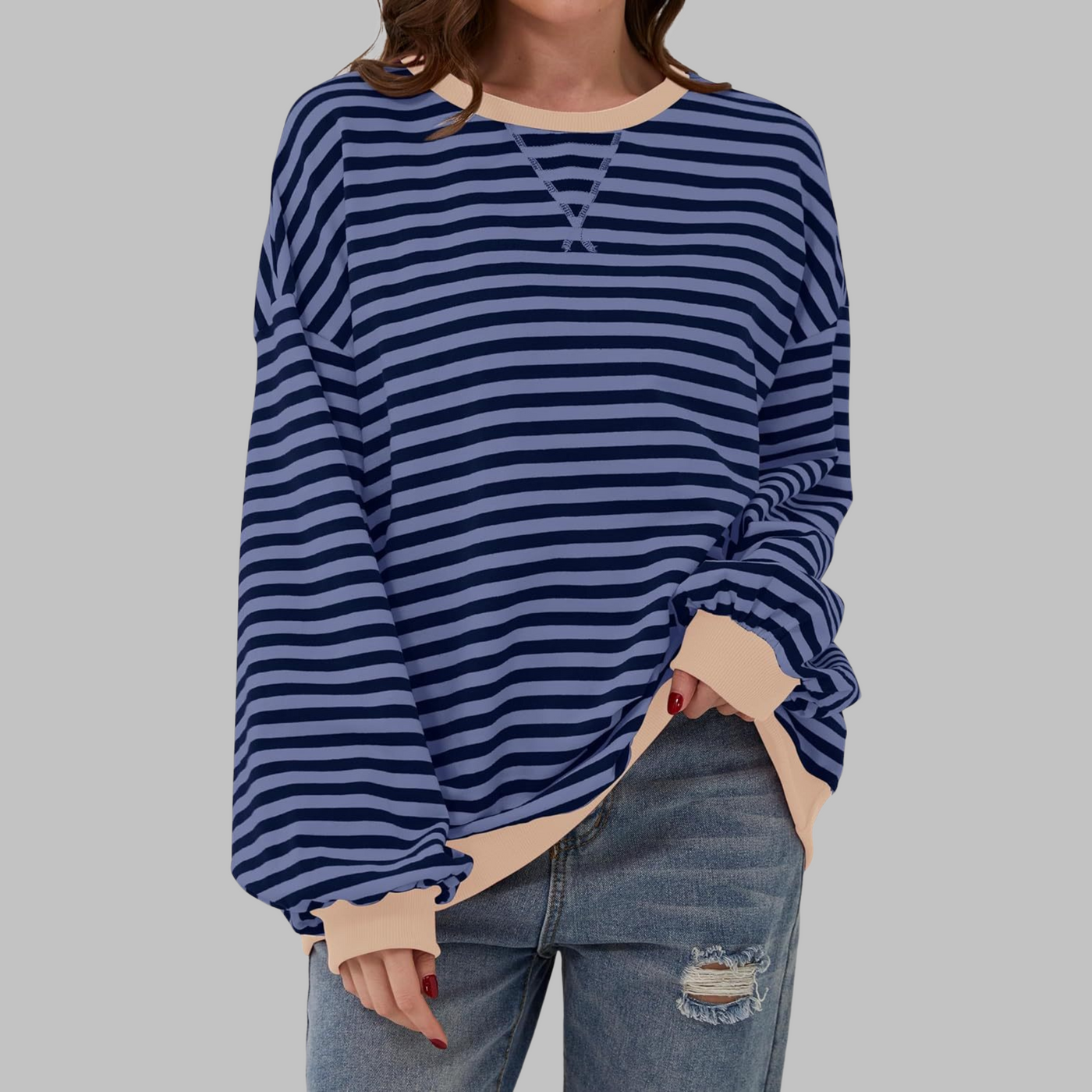 Luna™ | Sudadera casual de manga larga con rayas