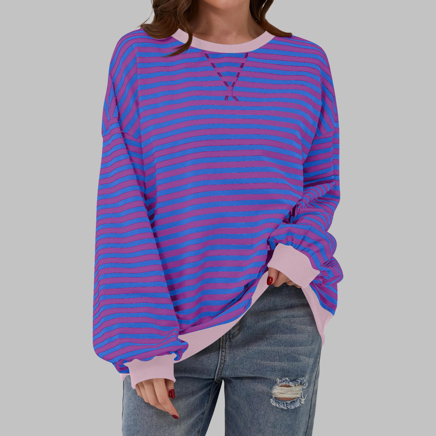 Luna™ | Sudadera casual de manga larga con rayas