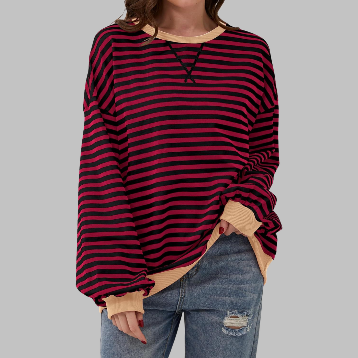 Luna™ | Sudadera casual de manga larga con rayas
