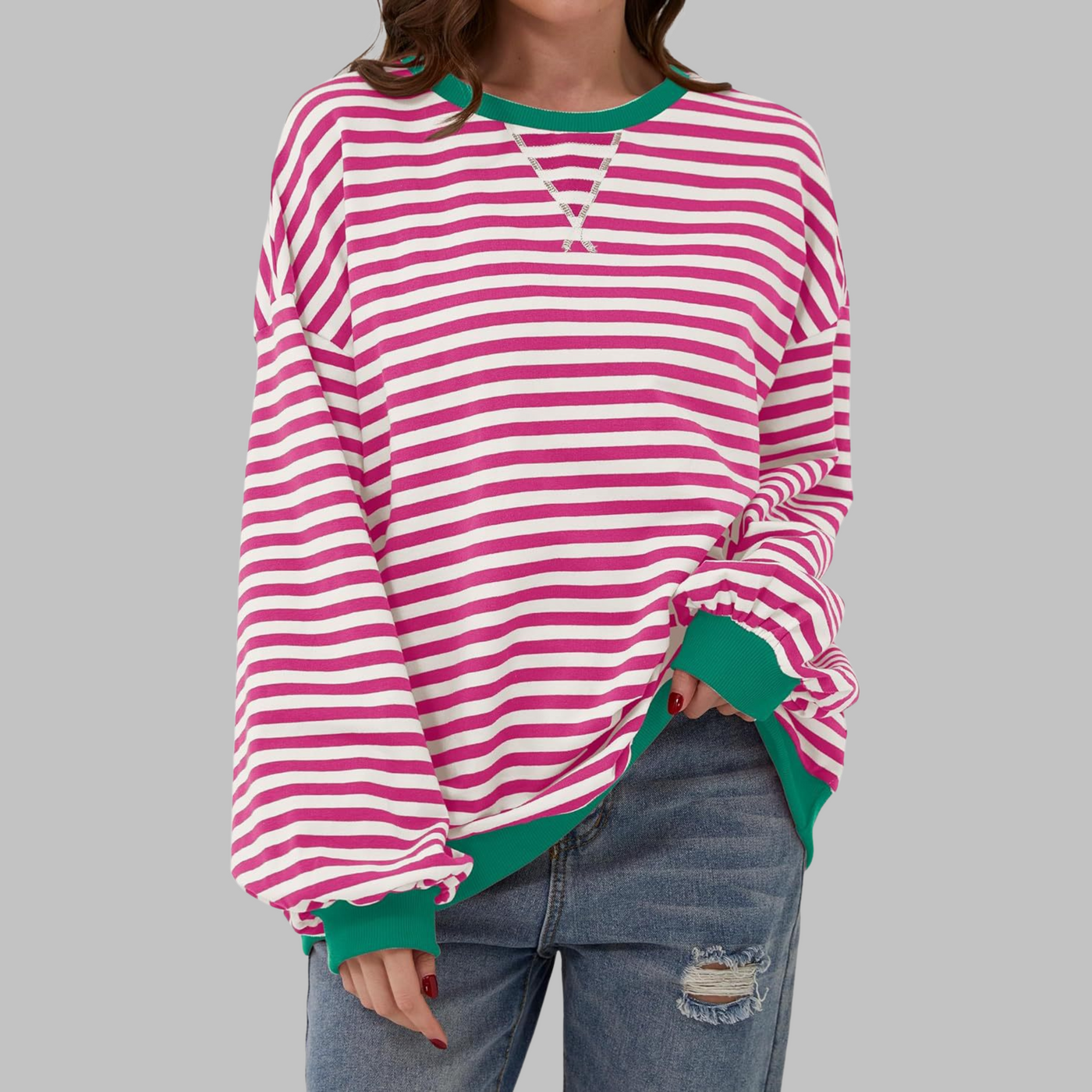 Luna™ | Sudadera casual de manga larga con rayas