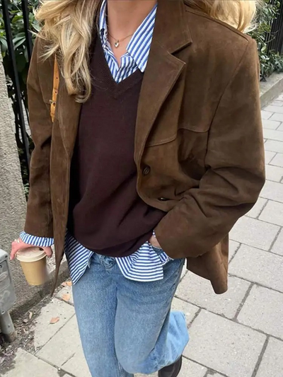 Salomé™ | Gabardina oversize en look de ante lujoso
