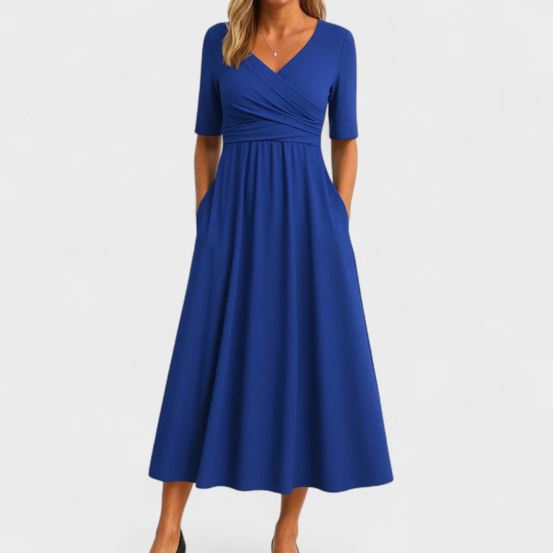 Frida™ | Vestido Cruzado con Mangas Cortas