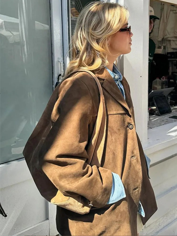 Salomé™ | Gabardina oversize en look de ante lujoso