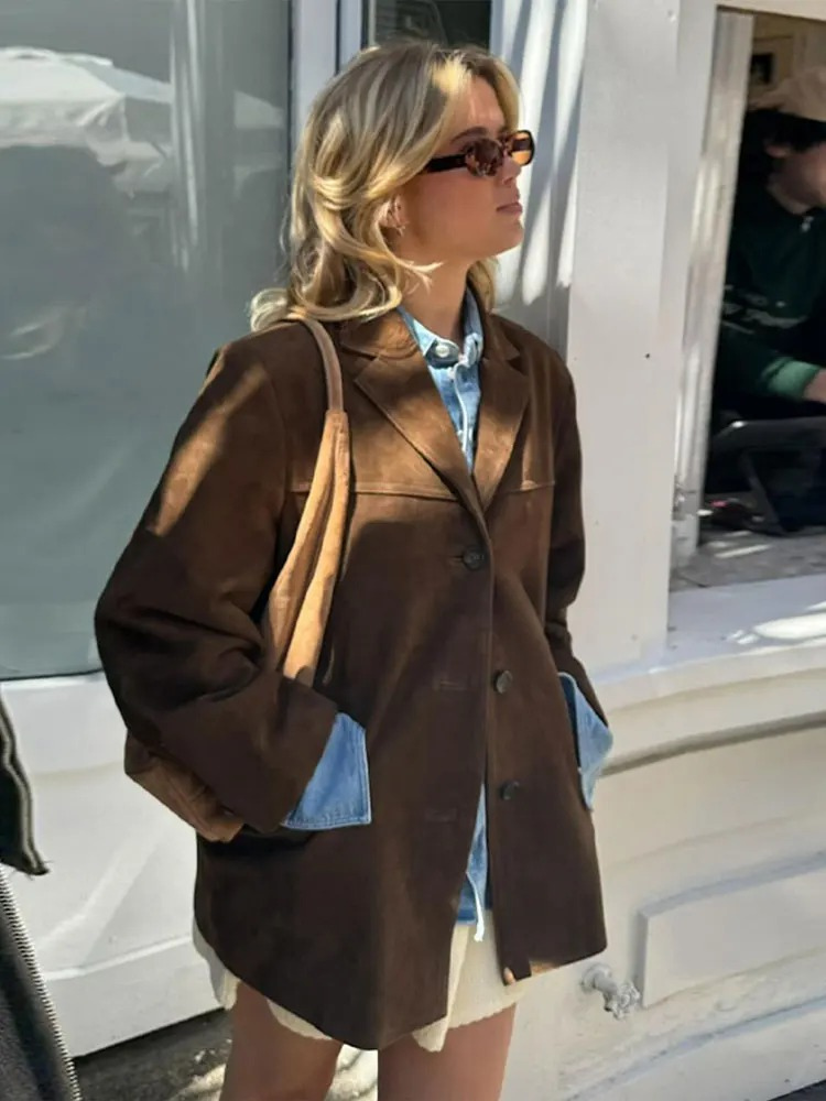Salomé™ | Gabardina oversize en look de ante lujoso