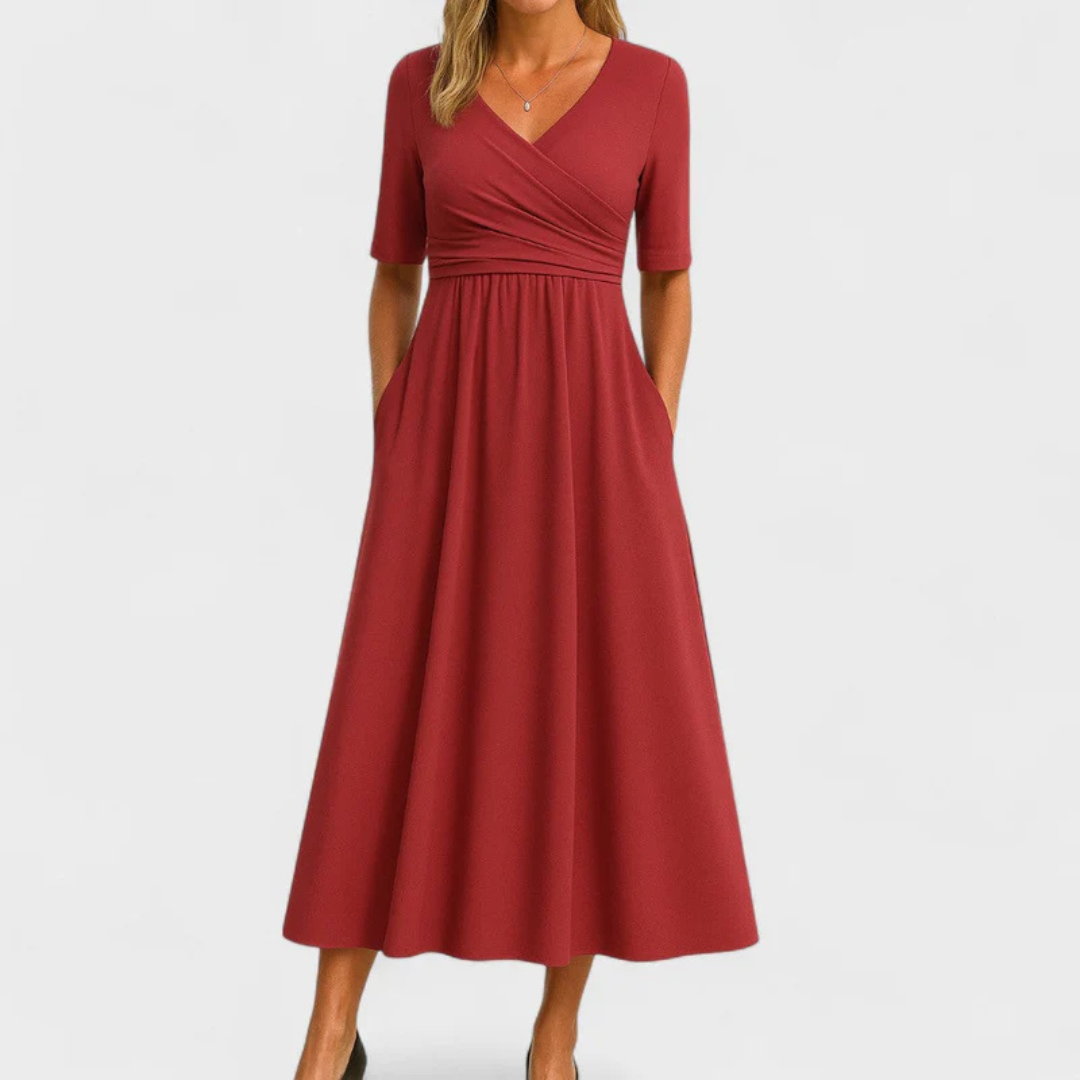 Frida™ | Vestido Cruzado con Mangas Cortas