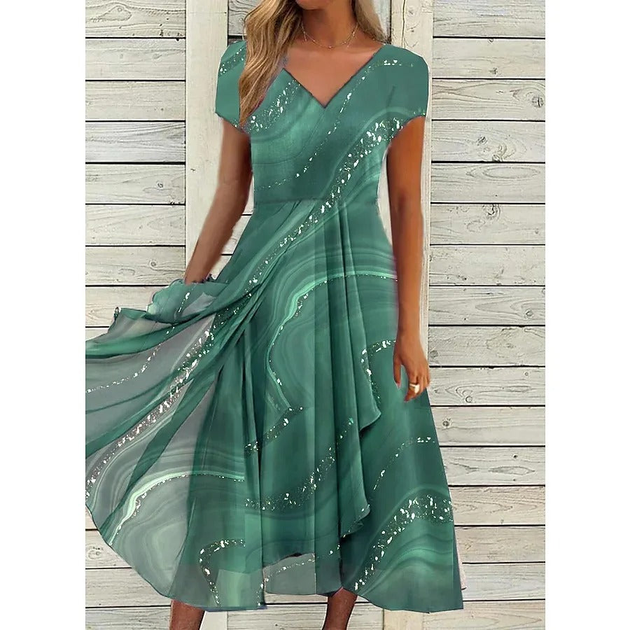 Marina™ | Vestido midi elegante con escote en V